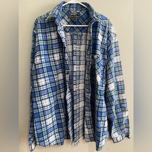 National Outfitters Men's Blue and Green Cotton Plaid Flannel Shirt